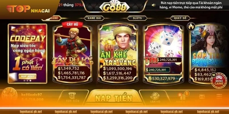 GO88 là sảnh chơi game bài bạc tỷ, thu hút hội viên.